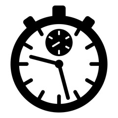 Stopwatch clock solid icon, sport accessory concept. Vector graphics. Timer sign on white background, glyph style mobile or design.