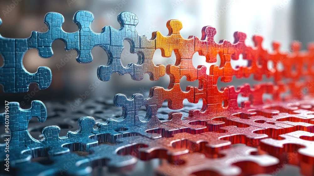Poster interlocking puzzle pieces: a visual metaphor for connection, collaboration, and problem-solving