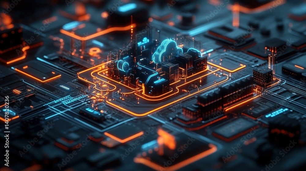 Poster a sleek 3d rendered diagram of cloud containers and serverless functions demonstrating efficient cost utilization through real time scaling and adaptive pricing,stock photo
