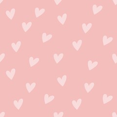  Seamless pattern with cartoon hearts. Colorful illustration flat style. hand drawing. valentines day. Romantic design for print, wrapper, fabric.