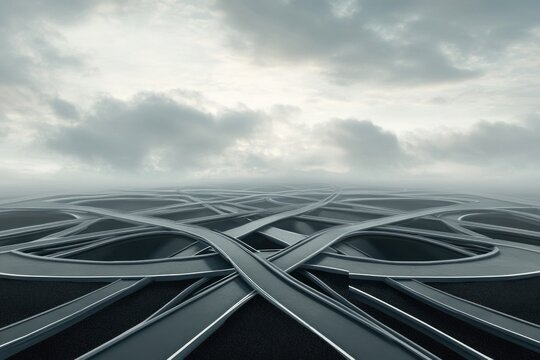 An abstract image illustrating a confusing and complex road network system