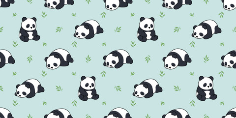 Cute panda sleeping seamless pattern, vector illustration © Totostarkk9456