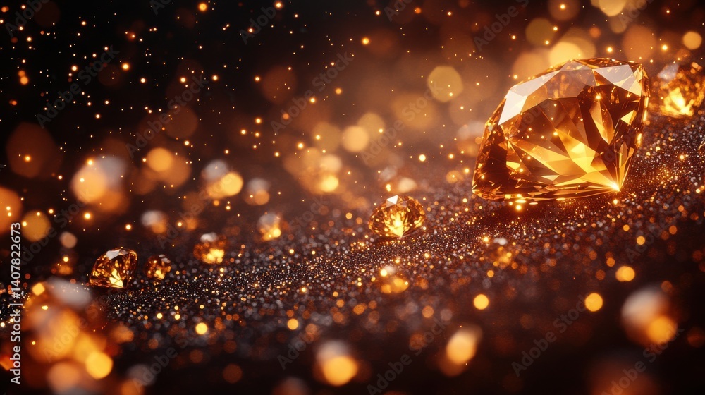 Poster a stylish brown background with sparkling gold diamonds leaving space for your message perfect for c