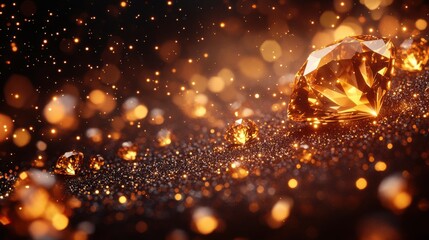 a stylish brown background with sparkling gold diamonds leaving space for your message perfect for creating a luxurious and exclusive brand image low poly wireframe,stock photo
