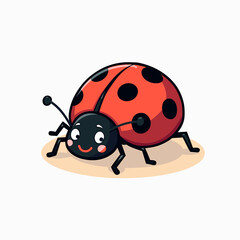 Obraz premium Cartoon ladybug smiling on a light background 