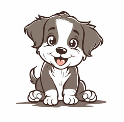 Fototapeta premium Cute cartoon puppy smiling in a playful pose 