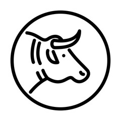 bull head outline icon. bull side view black line illustration.