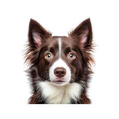 Fototapeta premium Adorable Chocolate Brown and White Border Collie Puppy Close-Up Portrait