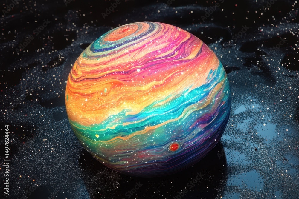 Aufkleber creative representation of a colorful planet in a cosmic setting with swirling colors