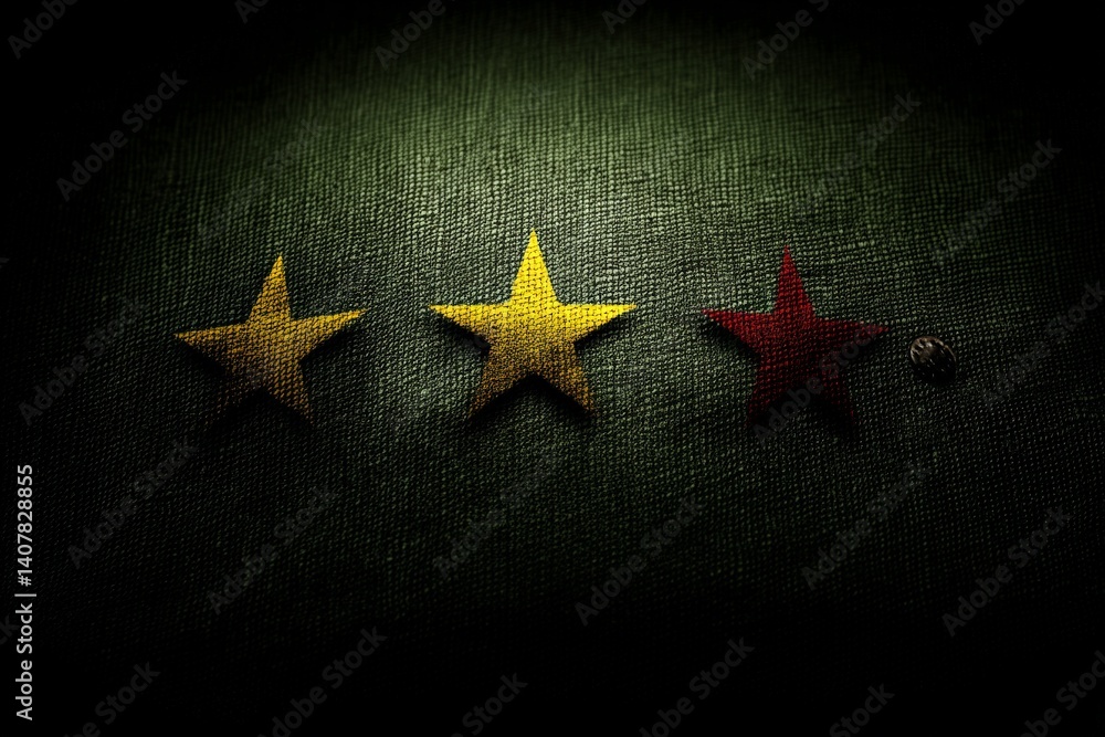 Poster three stars displayed on a textured background symbolizing achievement and recognition during a quie