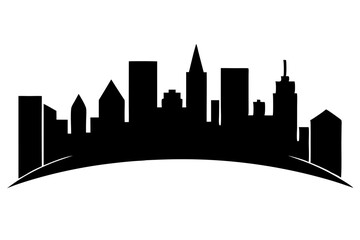 Fototapeta premium Silhouette Vector Illustration Of Urban Cityscape With Modern Architecture And Skyscrapers On A White Background, city, cityscape, skyline, silhouette, vector, architecture, urban, building, sky