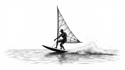 Naklejka premium The free gallop of windsurfing
