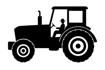 Tractor Silhouette With Driver Graphic Illustration For Farming Industry And Agricultural Designs Simple Vector Art, tractor, silhouette, vector, illustration, farm, farming, agriculture, agricultural