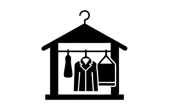 recommend clip art: Minimalist Clothes Rack Icon With Hanging Apparel Fashion And Garment Storage Concept Black And White Symbol, clothes rack, clothing, apparel, fashion, garment, hanger, wardrobe, storage, minimalist