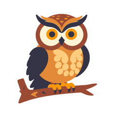 Fototapeta premium Cartoon_owl_perched_on_a_branch_with_big_eyes