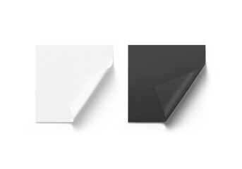 Blank black and white fabric sheet material fold corner mockup