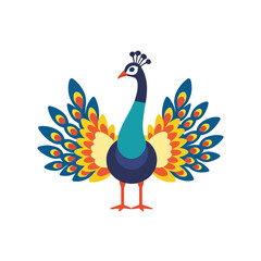 Obraz premium Stylized_peacock_with_colorful_feathers_spread_out