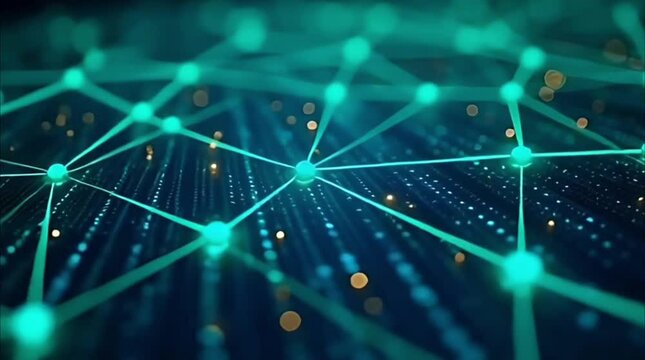 Glowing Matrix Background with Tech Lines and Data Dots
