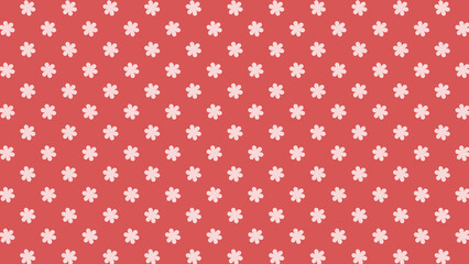 An illustrated light pink background featuring a diagonal pattern of semi-transparent white flowers. Wallpaper. Vintage, retro concepts.