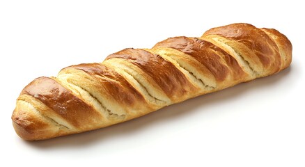 Naklejka premium A long, braided loaf of sweet bread, isolated on a white background