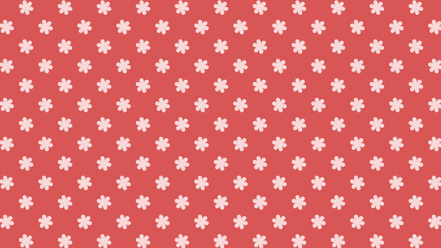 An illustrated light pink background featuring a diagonal pattern of semi-transparent white flowers. Wallpaper. Vintage, retro concepts.