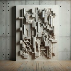 Brutalist Mental Health Wall Art with Raw Concrete Textures and Tension