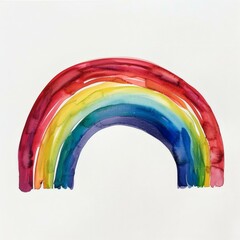 Fototapeta premium Vivid watercolor rainbow arc with soft gradient blending of red, yellow, blue and green creating a symbol of hope