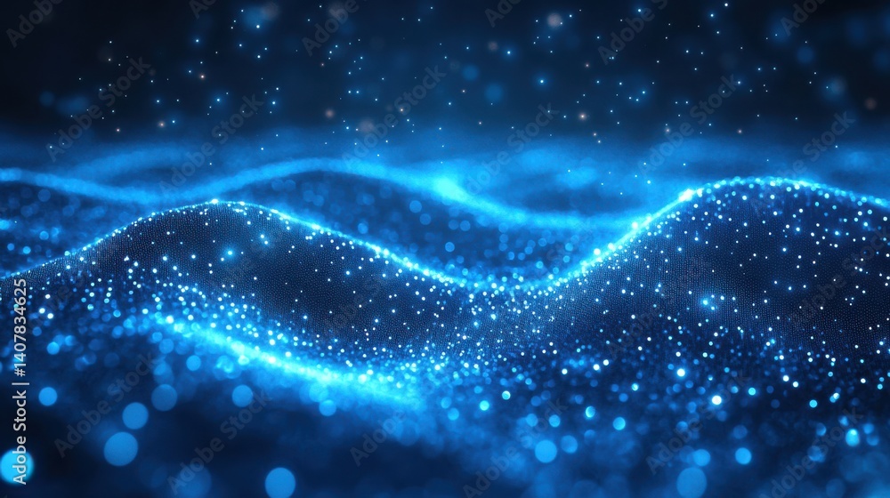 Aufkleber abstract connected dots on bright blue background technology ,stock image