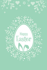 Happy Easter Vector Creative Greeting Card or Banner Design. Decorated Easter Eggs, Bunny Ears, Spring Flowers and Plants decorations. Painted and Ornamental Eggs. Creative Easter and Spring Frame. 