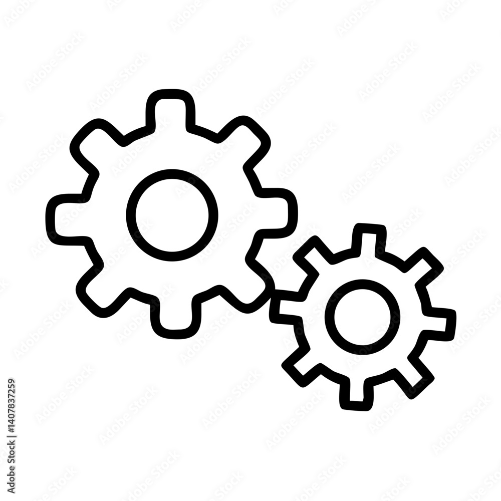 Poster interlocking gears in minimalist design