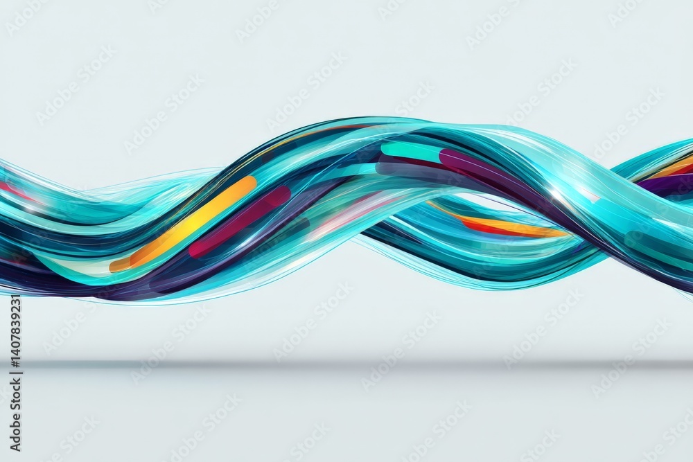 Poster colorful twisting waves create a vibrant abstract composition in a minimalist setting
