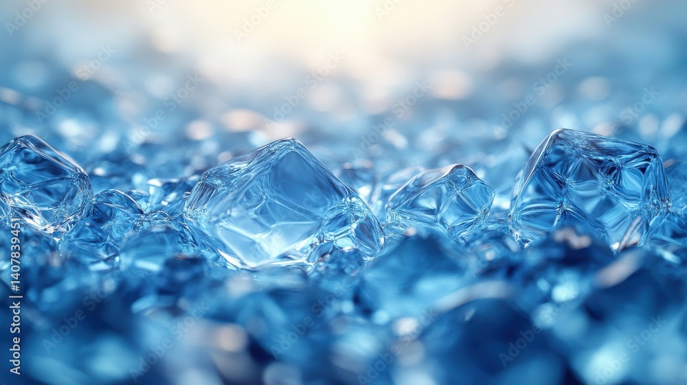 Poster abstract light blue background transparent gradient stained glass background 3d rendering