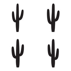 Obraz premium Four stylized, black silhouette cactus images against a plain white background.