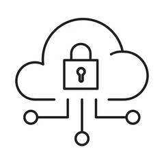 Cloud Lock Protection Editable Stroke Icon