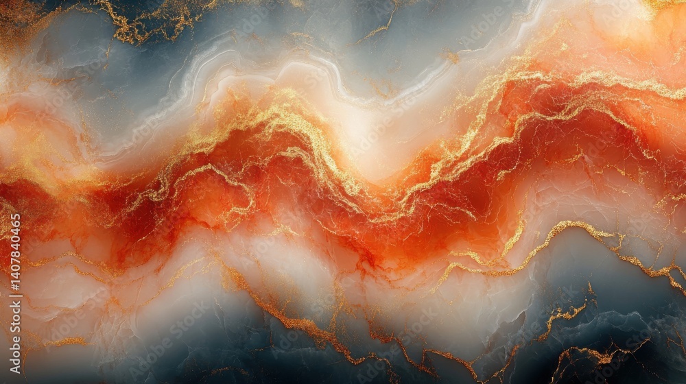 Poster abstract marble texture with red and gold veining,stock image