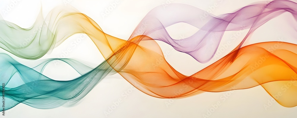 Poster a vibrant wave of colors dancing across a soft background, this abstract design features flowing pas