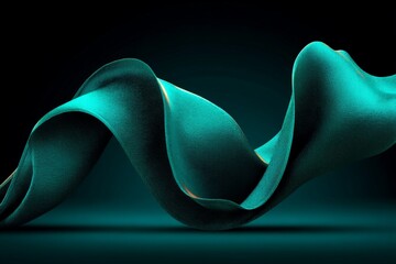 Fluid teal fabric undulating gracefully against a dark background creates a captivating visual effect