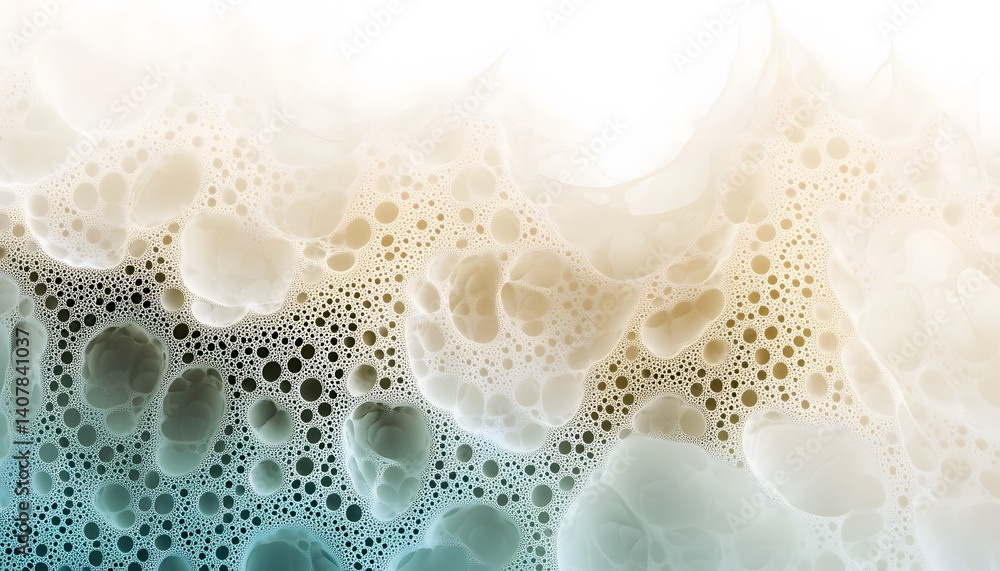 Poster abstract close-up of bubbles in a fluid with various shades, showcasing intricate patterns and textu