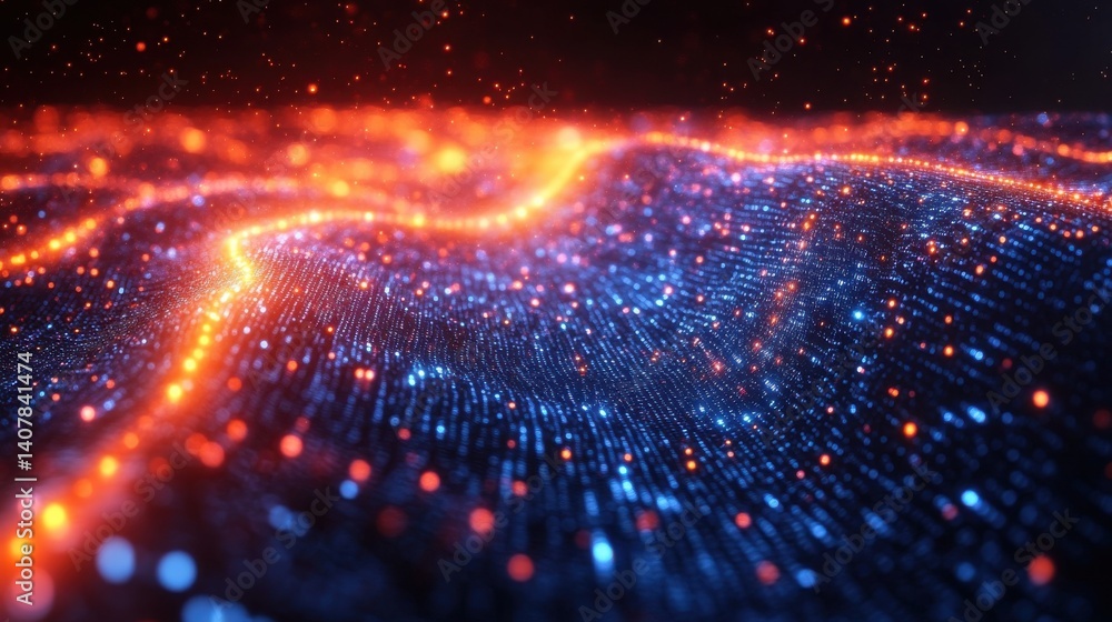 Poster abstract technology big data background digital data flow motion transfer and storage of data sets blockchain technology server infrastructure and high speed internet connectivity,photo stock