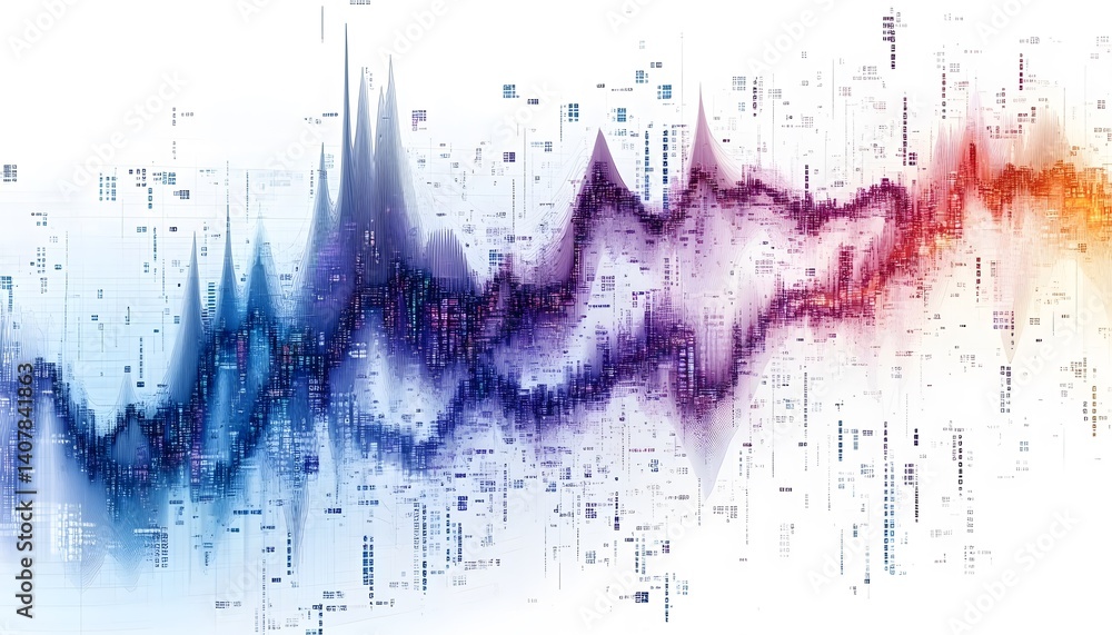 Poster this abstract design features vibrant color gradients illustrating data trends and analytics. it's p