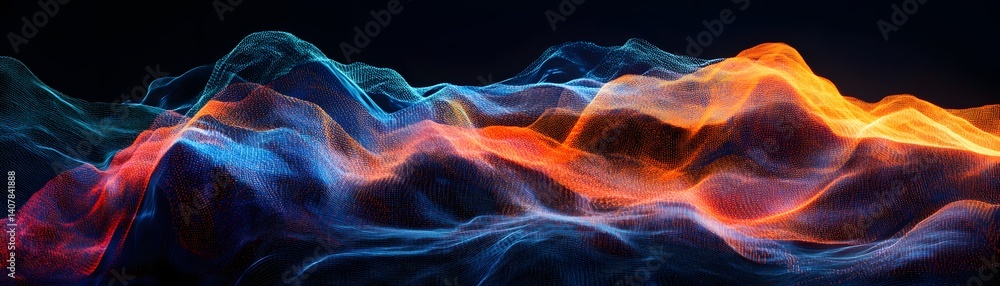 Poster this abstract image features vibrant, colorful waves of light, creating a sense of movement and dept