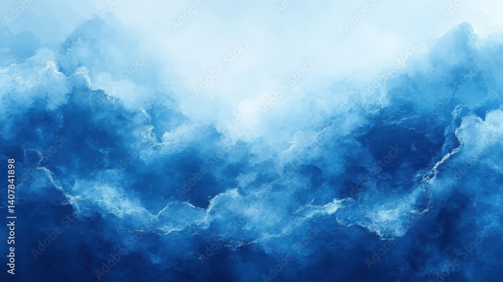 Aufkleber abstract watercolor paint background by gradient deep blue color with liquid fluid grunge texture fo