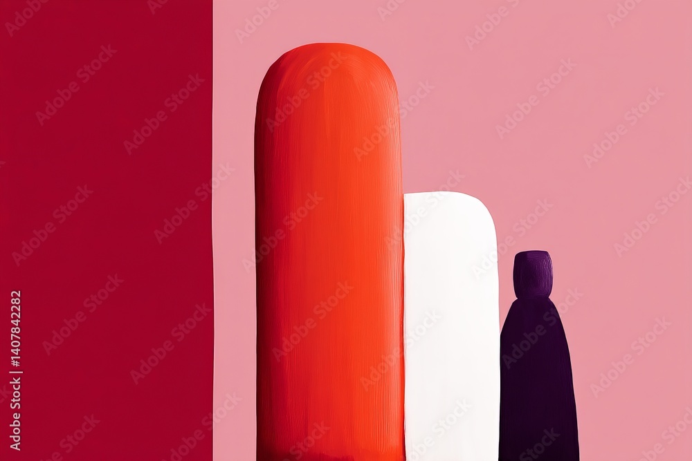 Aufkleber abstract composition featuring colorful shapes on a soft pastel background in a minimalist style