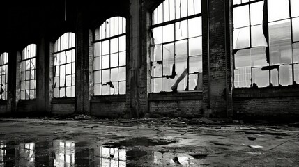 Obraz premium warehouse black and white buildings