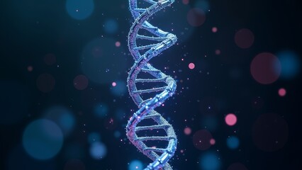 DNA helix under blue halo