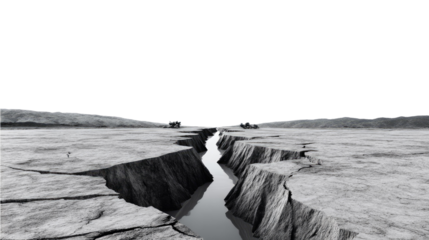 "Gorge of Time: An epic monochrome photograph of a striking gorge, symbolizing the raw power of erosion, where the edges tell tales of nature's relentless passage and enduring strength.