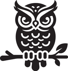 owl silhouette vector. black and white