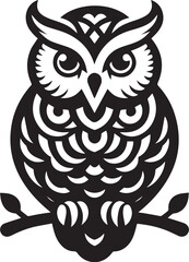 Fototapeta premium owl silhouette vector. black and white