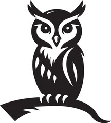 owl silhouette vector. black and white