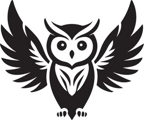 owl silhouette vector. black and white